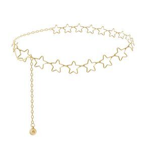 4125 Glod Women's Metal Chain Waist Belt Dress With Star